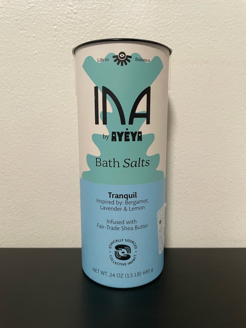 Ina By Ayeya Salts Bath Tranquil 24 oz NEW Bergamot Lavender Lemon Shea Butter